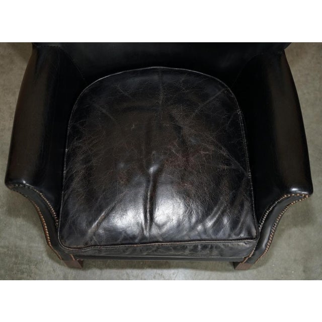 Little Professor Armchairs in Black Leather and Kilim Upholstery by Andrew Martin for Halo, Set of 2 For Sale - Image 9 of 18