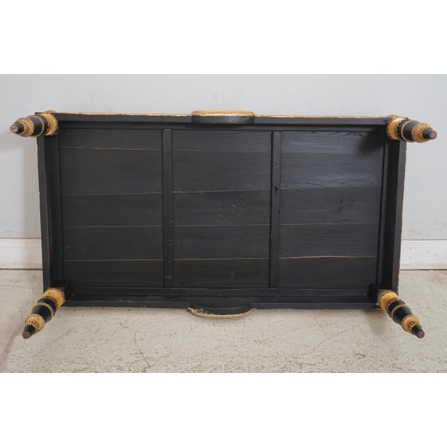 French Louis XVI Style Black & Gold Bench For Sale - Image 12 of 12