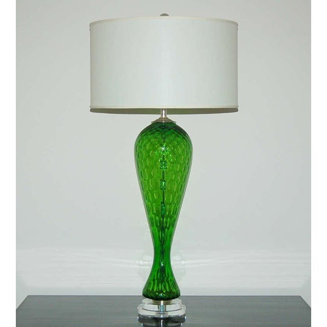 Murano Vintage Murano Glass Lamps Green For Sale - Image 4 of 11