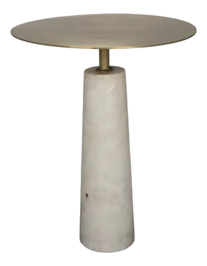 NOIR Hotaru Side Table in White Marble and Antique Brass