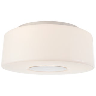 Barbara Barry for Visual Comfort Signature Acme Large Flush Mount in Polished Nickel with White Glass For Sale