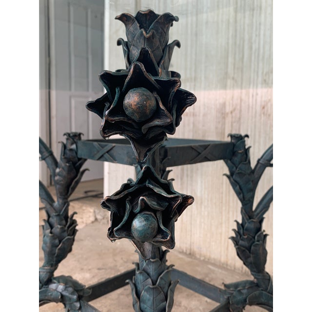Antique Italian Neoclassical Ornamental Wrought Iron Center Table For Sale - Image 9 of 11