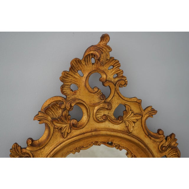 Ornate Wood Carved Frame Gold Rococo Mirror For Sale In Philadelphia - Image 6 of 11
