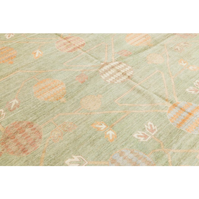 12x15 Serene Sage Green Modern Khotan Style Handmade Wool Area Rug For Sale - Image 11 of 12