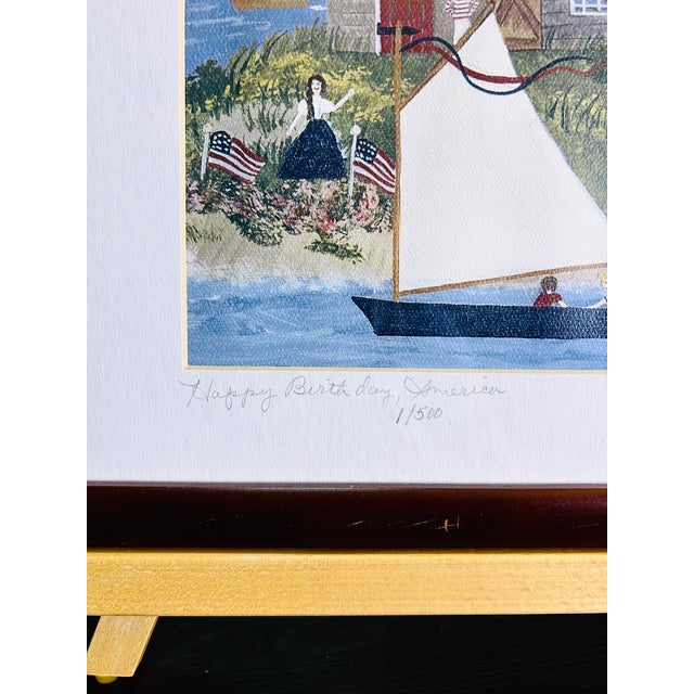 2000 - 2009 “Happy Birthday America” Signed Folk Art by Cynthia Gallant-Simpson, Print 1/500 For Sale - Image 5 of 14