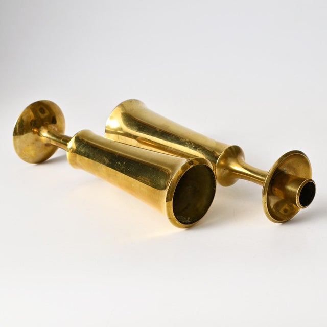Brass Candleholders by Jens Harald Quistgaard for Dansk Designs, 1960s, Set of 2 For Sale - Image 6 of 10
