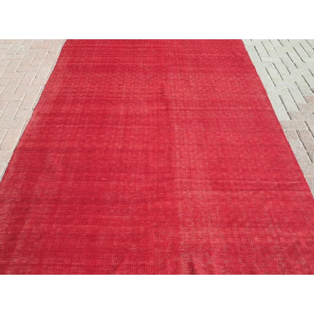 Art Deco Vintage Turkish Tribal Red Kilim Rug-6’x8’11" For Sale - Image 3 of 12