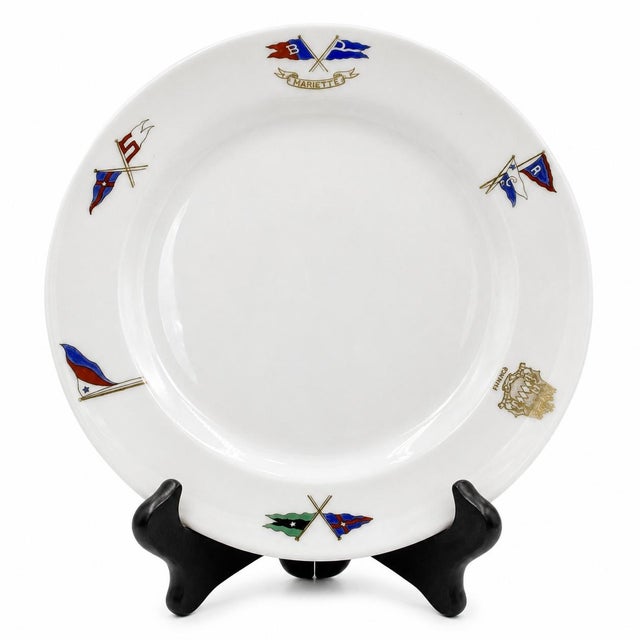 Mid-Century Modern Vintage New York Yacht Club Nautical Burgee Flag Plate For Sale - Image 3 of 11