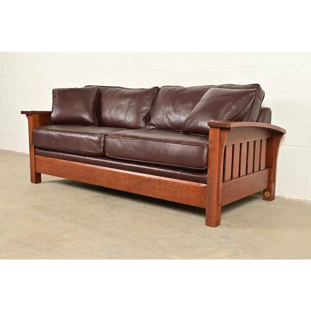 L. & J. G. Stickley Mission Oak Arts & Crafts Sofa For Sale - Image 11 of 11