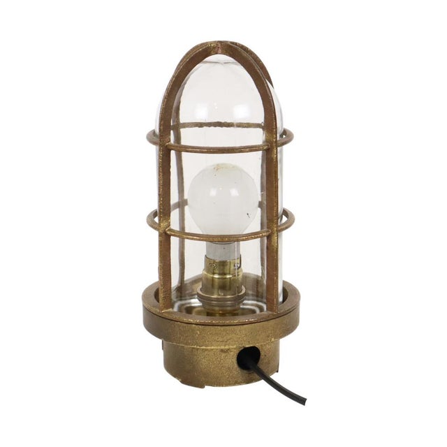 Industrial Brass Ship Cage Lamp, Rotterdam, 1950s For Sale - Image 4 of 14