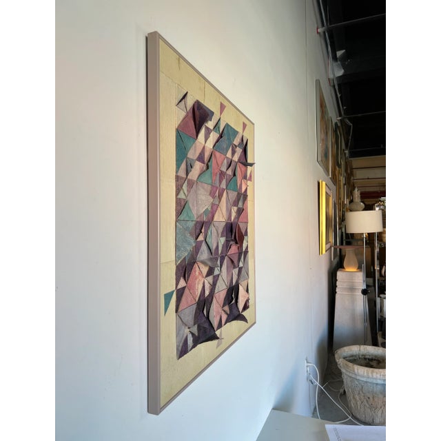 Carol Owen (British, b. 1948) Post modern mixed media three dimensional geometric abstract wall art by listed British...