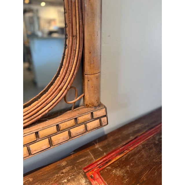 Vintage Split Bamboo Pagoda Wall Mirror – Southeast Asian, 1970s For Sale - Image 9 of 15
