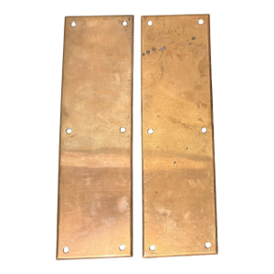 Pair of Antique Architectural Salvage Victorian 14" Copper Door Push Plates