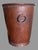 Vintage Antique 13" Leather Stitched Waste Basket Can With Ring Handles For Sale - Image 6 of 12