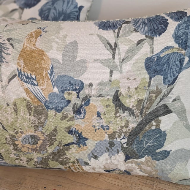 Not Yet Made - Made To Order Gp & J Baker Birds & Iris Lumbar Pillows in Soft Teal For Sale - Image 5 of 6