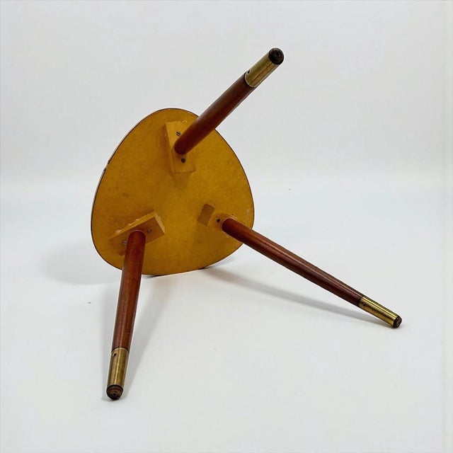 Metal Vintage Italian Tripod Table with Mosaic Laminate Top, 1950s For Sale - Image 7 of 16