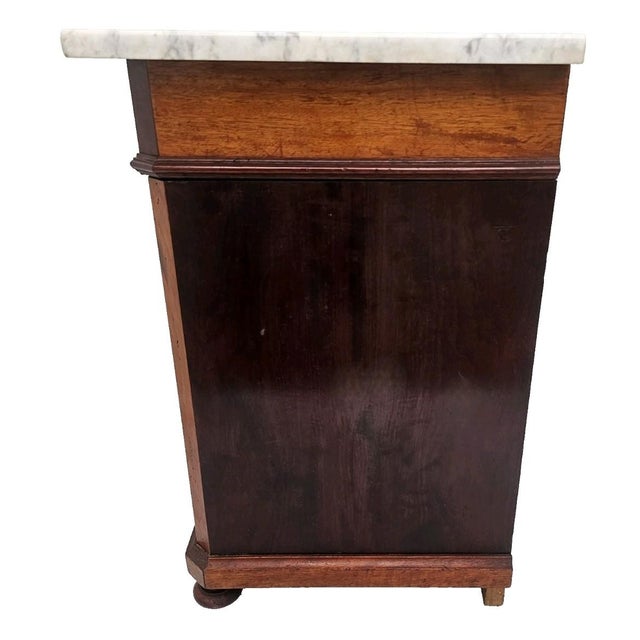 Brown Antique 1890s Marble Top Nightstand Mahogany Victorian Cabinet Stand For Sale - Image 8 of 18