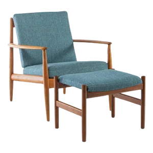 Danish Modern Model 118 Chair by Grete Jalk for France and Sons with Commentary Danish Ottoman, Denmark, 1960's