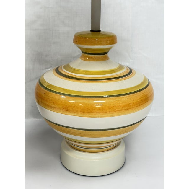 A Pair of Vintage 1960s Striped Ceramic Table Lamps by Remains Lighting For Sale - Image 12 of 18