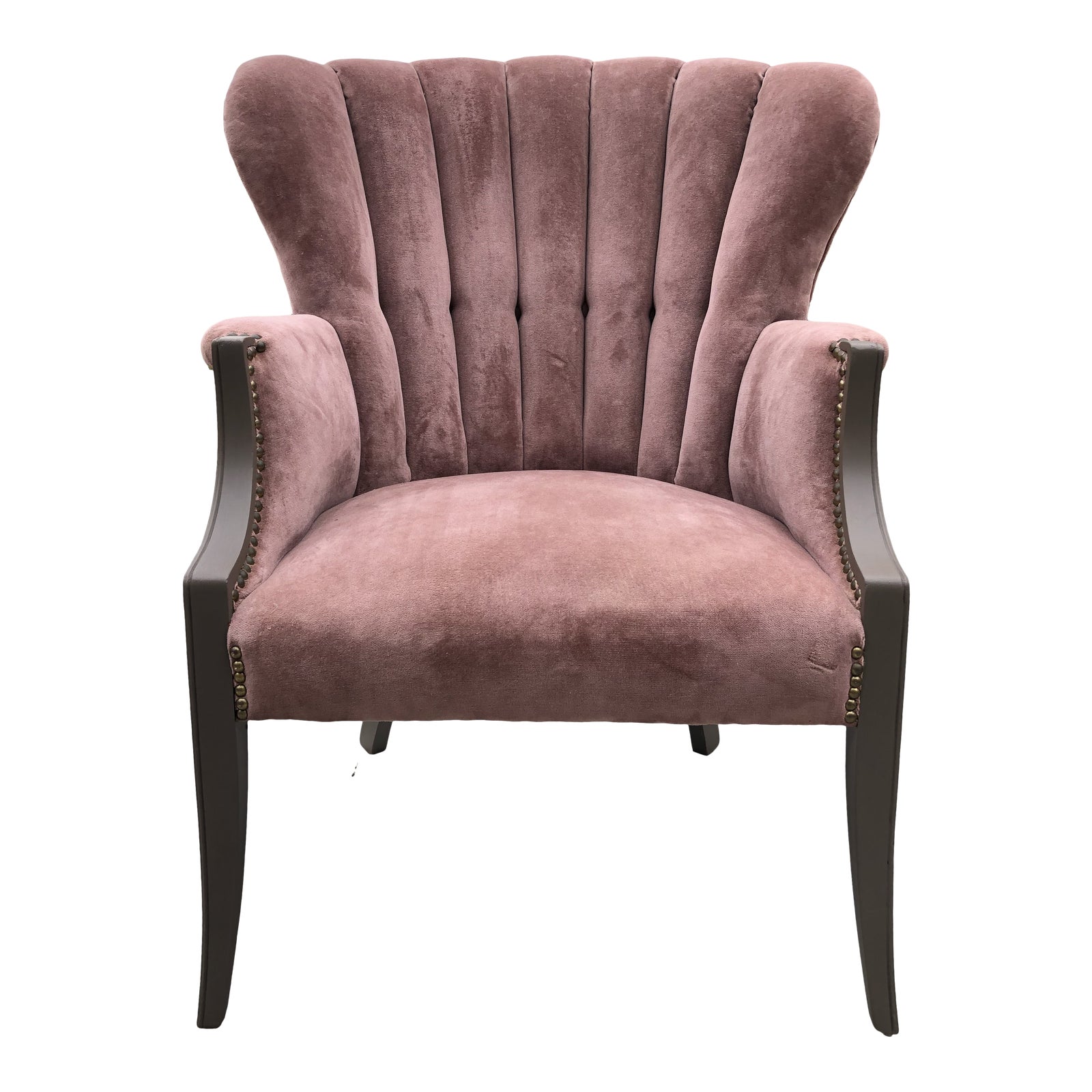 Vintage Velvet Channel Back Chair Chairish