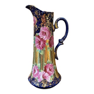 Japanese Nippon Morigage Porcelain Tankard, 16" Tall, Ca 1910 For Sale