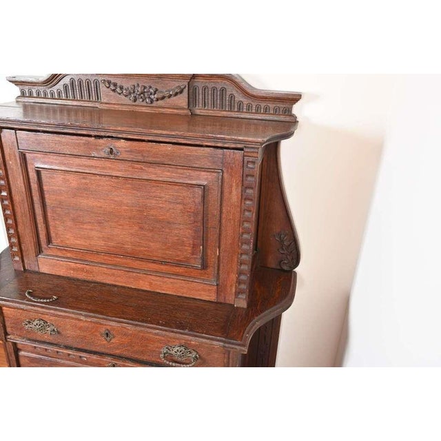 Late 19th Century Victorian Renaissance Revival Carved Drop-Front Secretary Desk For Sale In Dallas - Image 6 of 18