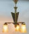 Art Deco Brass Chandelier with Three Arms & Glass Lampshades For Sale - Image 11 of 18