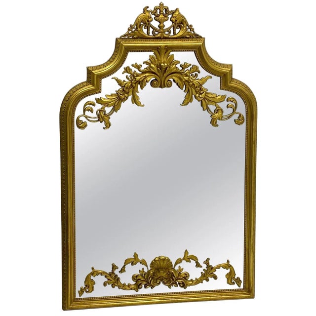 Glass Italian Neo-Classical Style Gilt Cast Plaster and Terracotta Mirror For Sale - Image 7 of 9