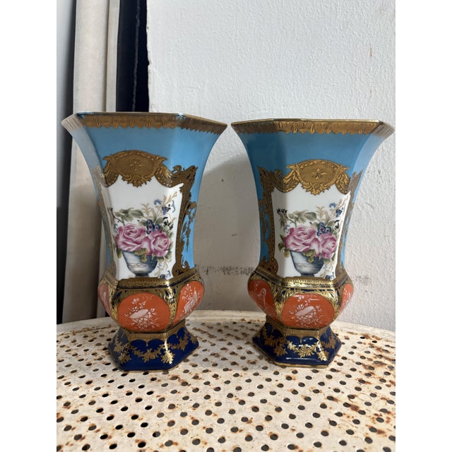 Pair of 1950s vases, stamped, height 26 cm, circumference 17 cm