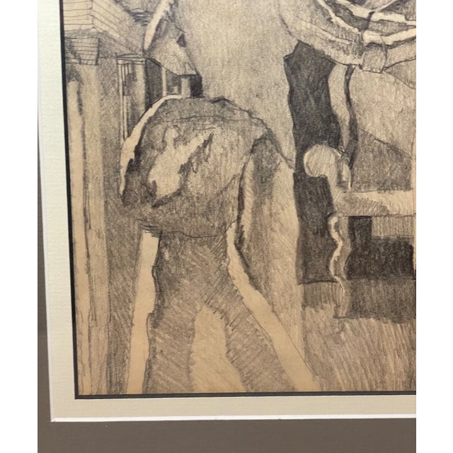 1970s Share Vintage 1970 Original S Stirling Stylized Pencil Man Woman Couple Drawing Sketch For Sale - Image 5 of 12