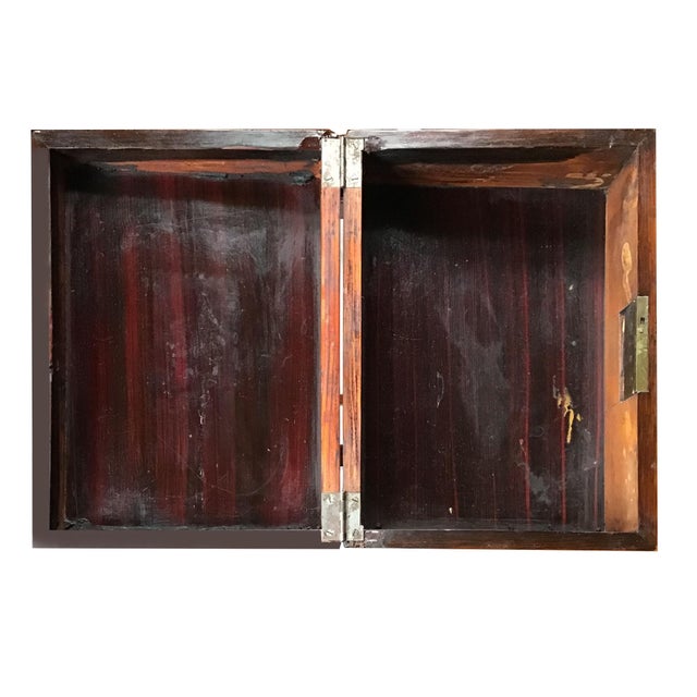 Late 19th Century Rose Wood Box With Inlaid Mother of Pearl Floral Motive on a Mahogany Handmade Four Leg Stand For Sale - Image 10 of 13