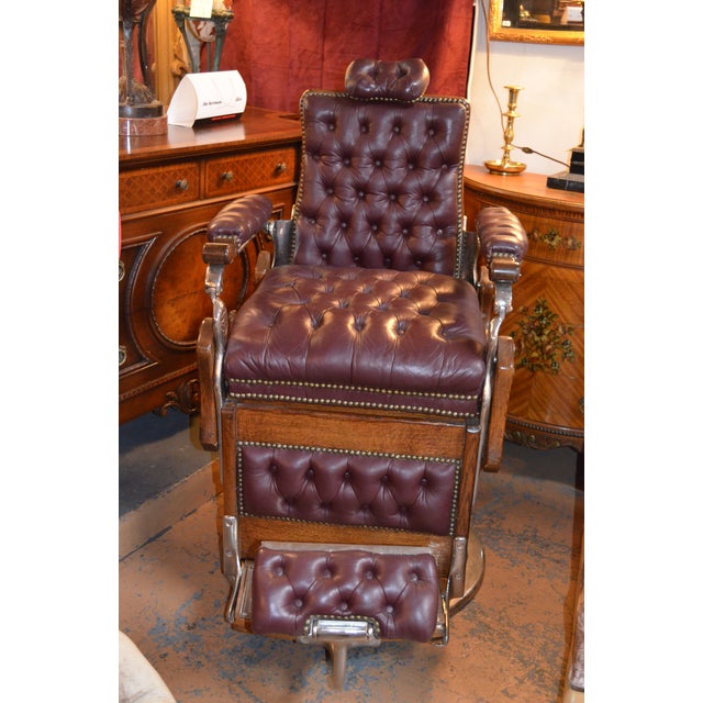 Antique Victorian Burgundy Tufted Leather Barber Chair Chairish