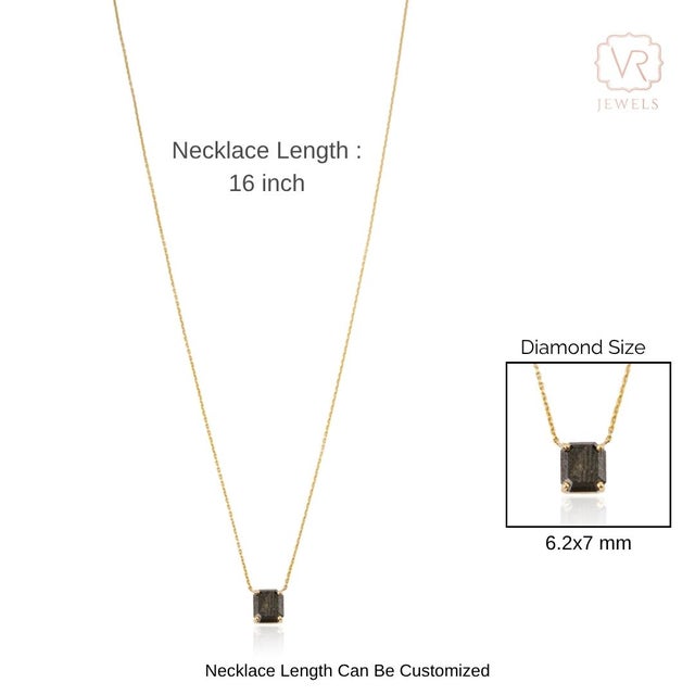 1.82 Carat Natural Black Diamond Solitaire Pendant Necklace in 18k Yellow Gold For Sale - Image 10 of 14