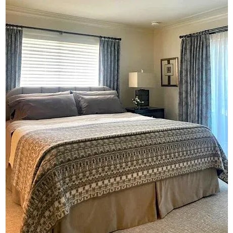 Taupe Duck Egg/Aqua and Taupe Drapery Wide Fabric- 6 Yards For Sale - Image 8 of 10