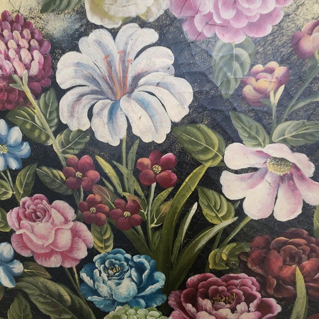 Mid 20th Century Vintage Hand-Painted Italianate Floral 3-Panel Dressing Screen Room Divider For Sale - Image 5 of 18