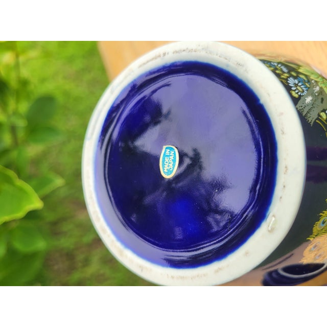 Late 20th Century Japanese Cobalt Blue Peacock & Peony Ginger Jar For Sale In Mobile - Image 6 of 7