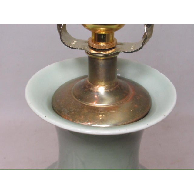 Ceramic Antique Chinese Porcelain Celadon Lamp For Sale - Image 7 of 11
