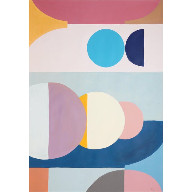 Abstract 2026, Astronomy Drawing, Bauhaus Landscape, Copernicus Sketches, Acrylic Paint on Watercolor Paper by Natalia Roman - Set of 2 For Sale - Image 3 of 10