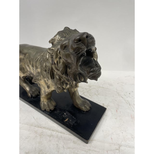 Black Lion Sculpture in Argentone, 1940s For Sale - Image 8 of 9