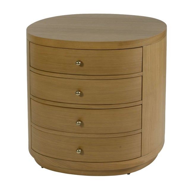 Traditional Nora 28 in. W Oval Wood 4 Drawer Nightstand, Natural Oak For Sale - Image 3 of 11