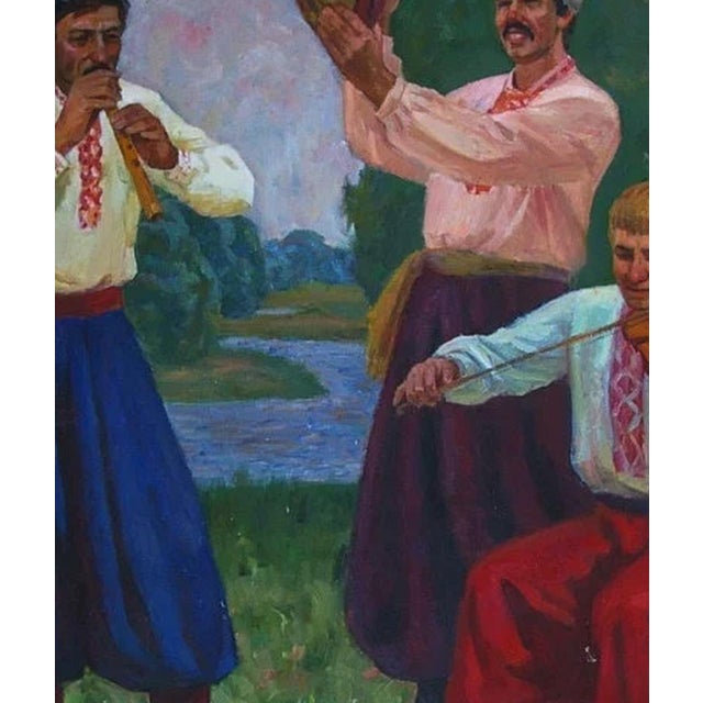 Soviet Ukrainian Oil Painting: Musicians, Family Holiday, 1988 200-170 For Sale - Image 6 of 6