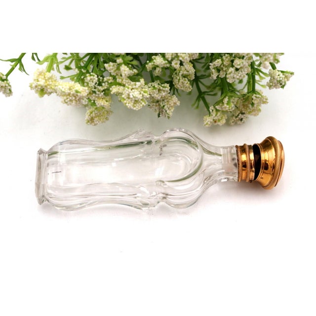 Glass Perfume Bottle with Gold Lid For Sale - Image 4 of 6
