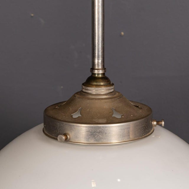 White Opaline Grocery Pendant Lights, 1930s, Set of 3 For Sale - Image 9 of 15