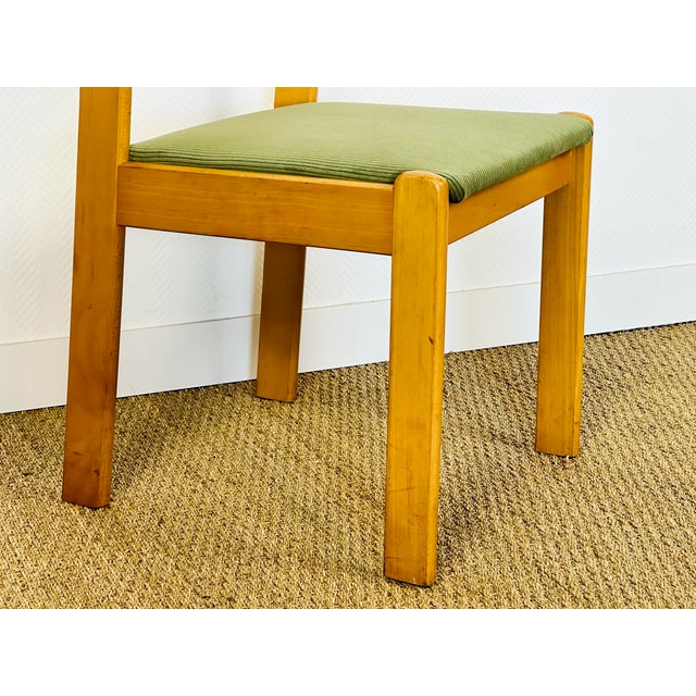 Vintage Beechwood and Green Corduroy Dining Chairs, 1960s, Set of 4 For Sale - Image 15 of 18