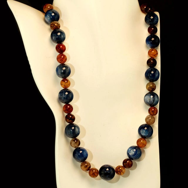 Metal Kyanite and Spiderweb Jasper Necklace For Sale - Image 7 of 10