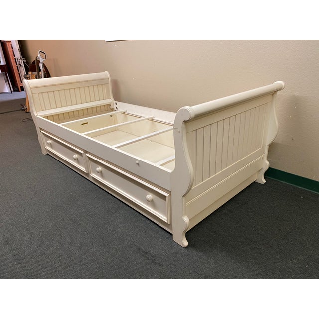 Twin Size Ethan Allen Sleigh Trundle Bed Chairish