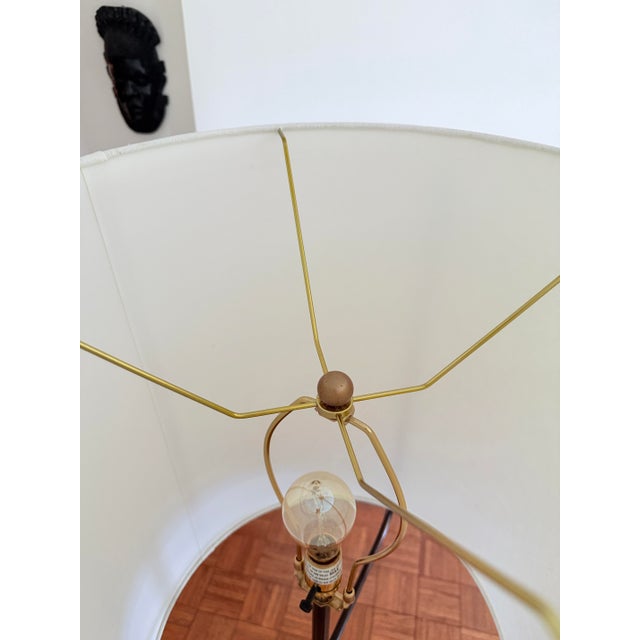 Metal Contemporary Arteriors Boise Floor Lamp Bronze Iron Antique Brass With Drum Shade For Sale - Image 7 of 11