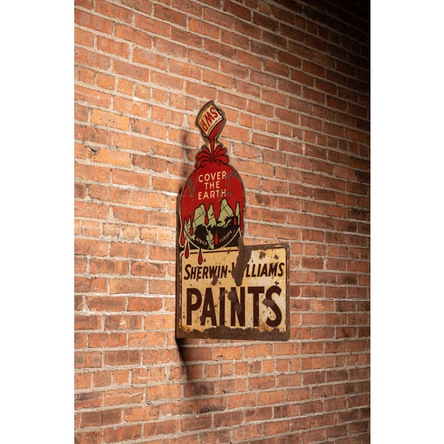 Mid 20th Century Vintage Sherwin Williams DSP Storefront Flange Sign For Sale - Image 5 of 12