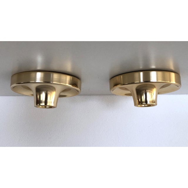 Italian Golden Flush Mount Lights, 1970s, Set of 2 For Sale - Image 10 of 16