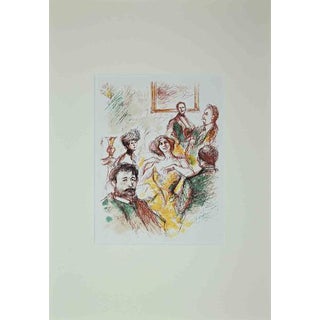 Unknown, Divertissement Drawing, Early 20th Century, Ink, Watercolor and Pastel For Sale